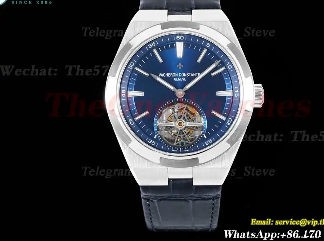 SS ref Stk Blue 6000V Overseas BBR Tourbillon LE 0329